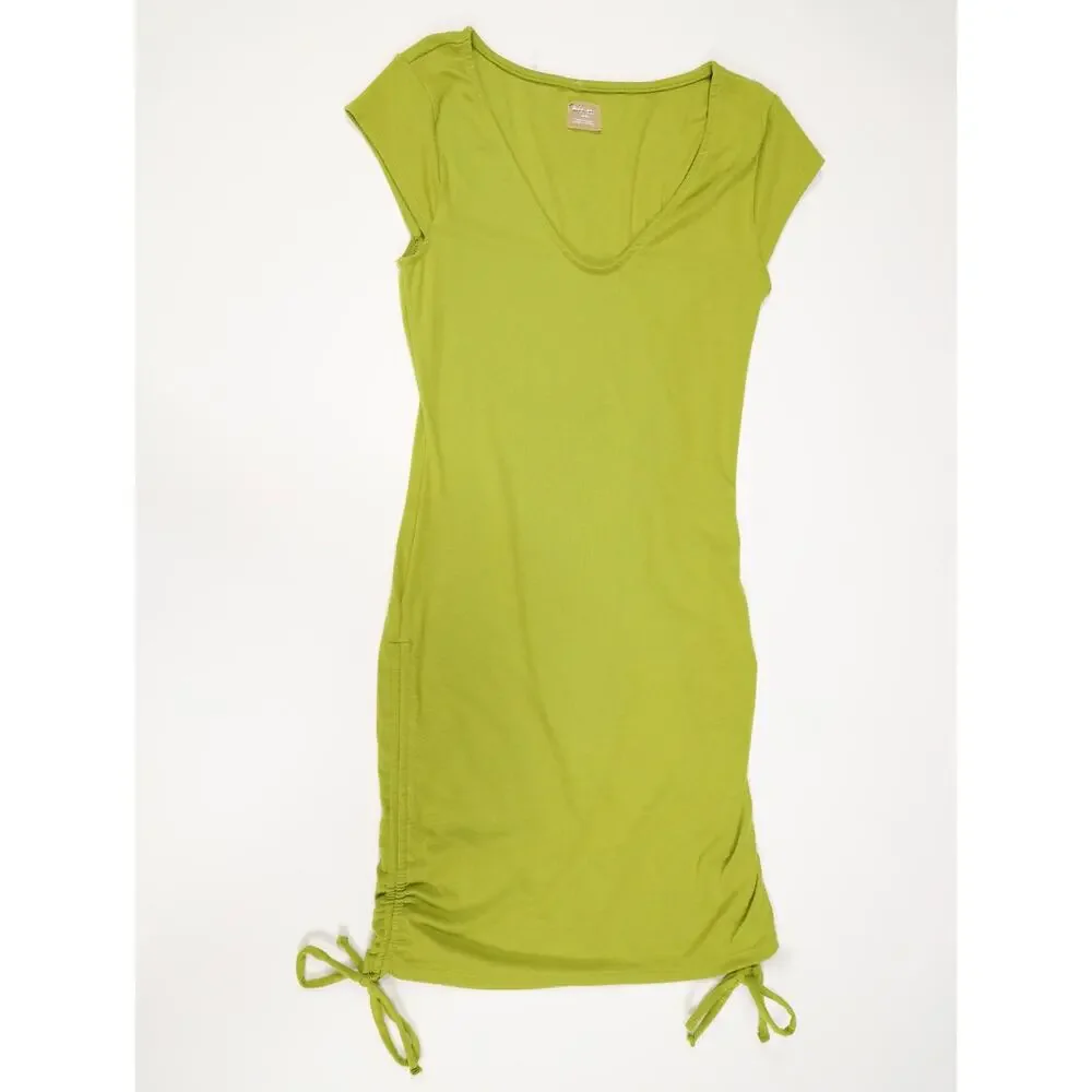 Y2K Boho Luxe Ruched Side Tie Mini Dress Chartreuse Free-est Free People M